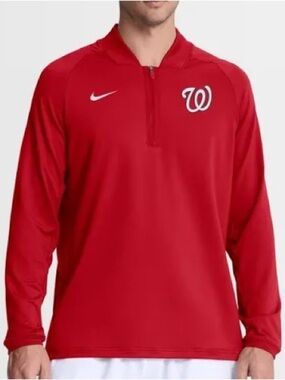 Nike Washington Nationals Team Issued "Boone" Quarter-Zip Pullover Red Men's XXL